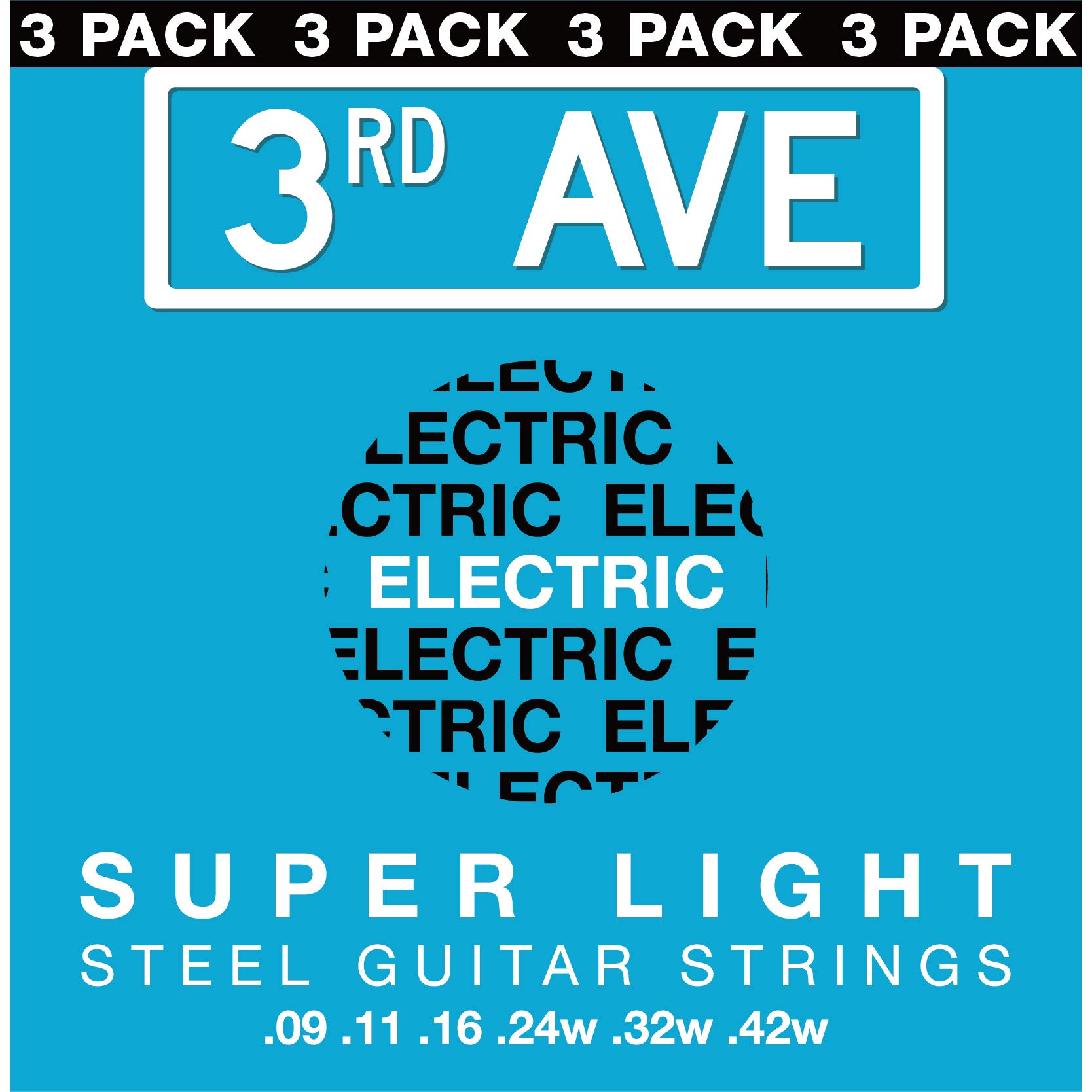 3rd Avenue Super Light Nickel Wound Electric Guitar Strings 9-42 Pack of 3 Sets