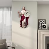 FLEBLE Wall Clock for Living Room Decor Jesus Clock Battery Operated Silent | Non Ticking Simple Minimalist Analog Clock Decorative for Kitchen,Home,Bedroom,Office Retro Jesus wall art Christian Gifts
