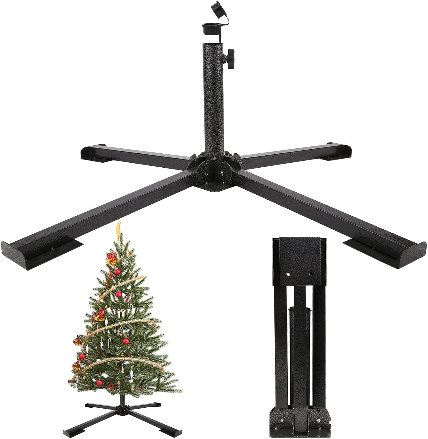 Tree Stands - Artificial Christmas Tree Stand, Fake Christmas Tree Base for 4Ft to 7.5Ft Christmas Tree, Fits 1-1.42 Inch Tree Pole, Black