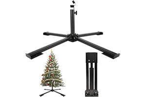 YUZUHOME Artificial Christmas Tree Stand, Fake Christmas Tree Base for 4Ft to 7.5Ft Christmas Tree, Fits 1-1.42 Inch Tree Pole, Black