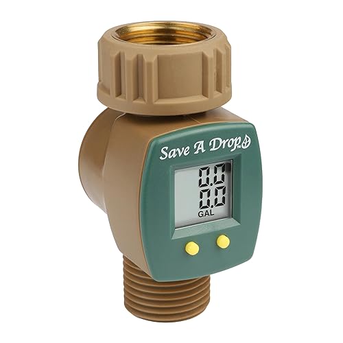 Save A Drop Brass Water Flow Meter| Measure Gallon Usage from an Outdoor Garden Hose | Lawn Sprinkler | Great for Campers | Helps Conserve Water