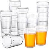Hoolerry 48 Pcs Plastic Drinking Glasses Set 5 oz Clear Plastic Tumblers Stackable Frosted Cup Reusable Drinking Glasses Cups Bulk for Weddings Party Restaurant Kitchen (Transparent)
