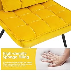 MCombo Accent Chair with Ottoman, Modern Velvet