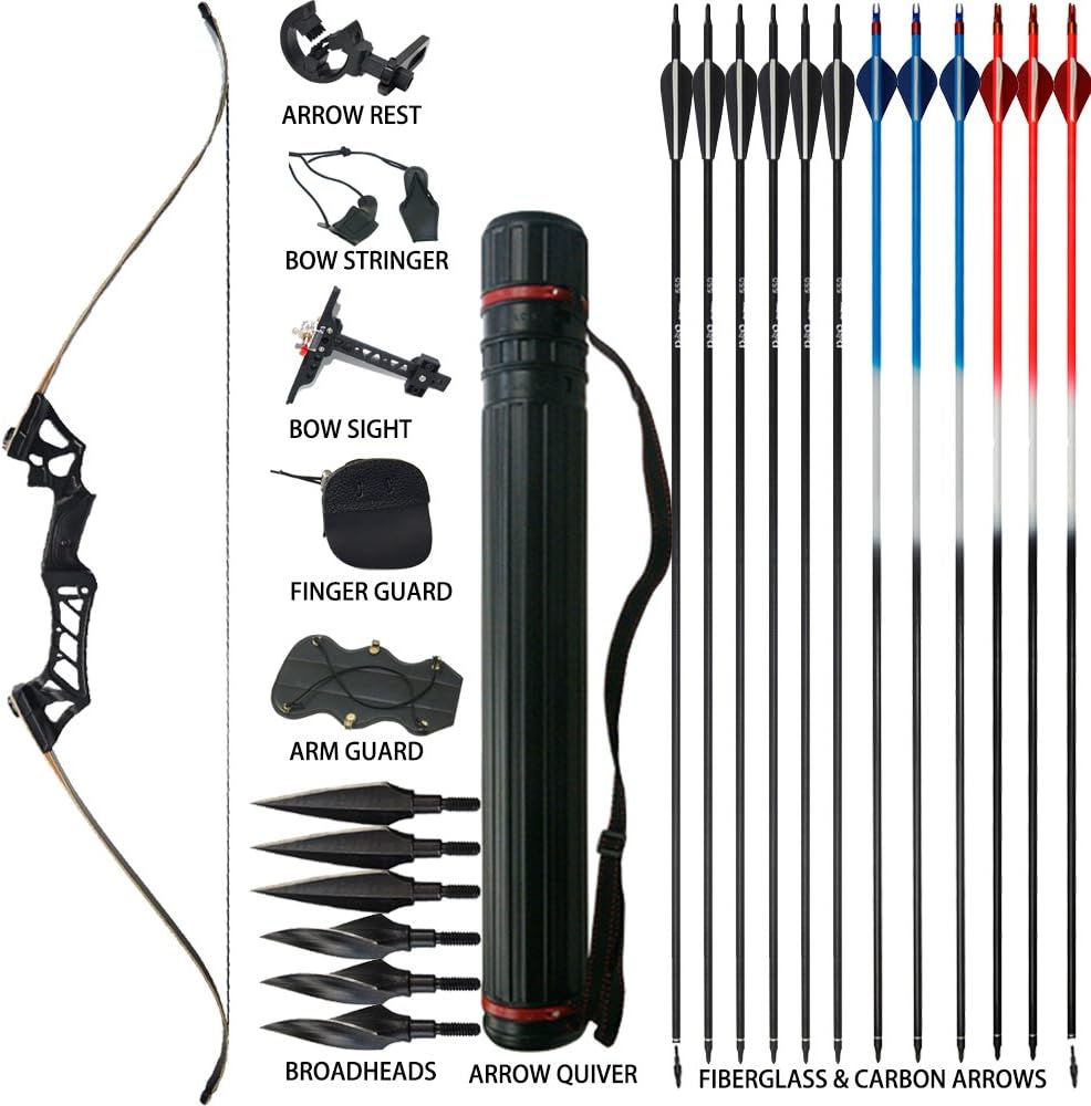 D&Q Recurve Bow and Arrow for Adults Set 3070 Lbs Archery Hunting Shooting Competition Take