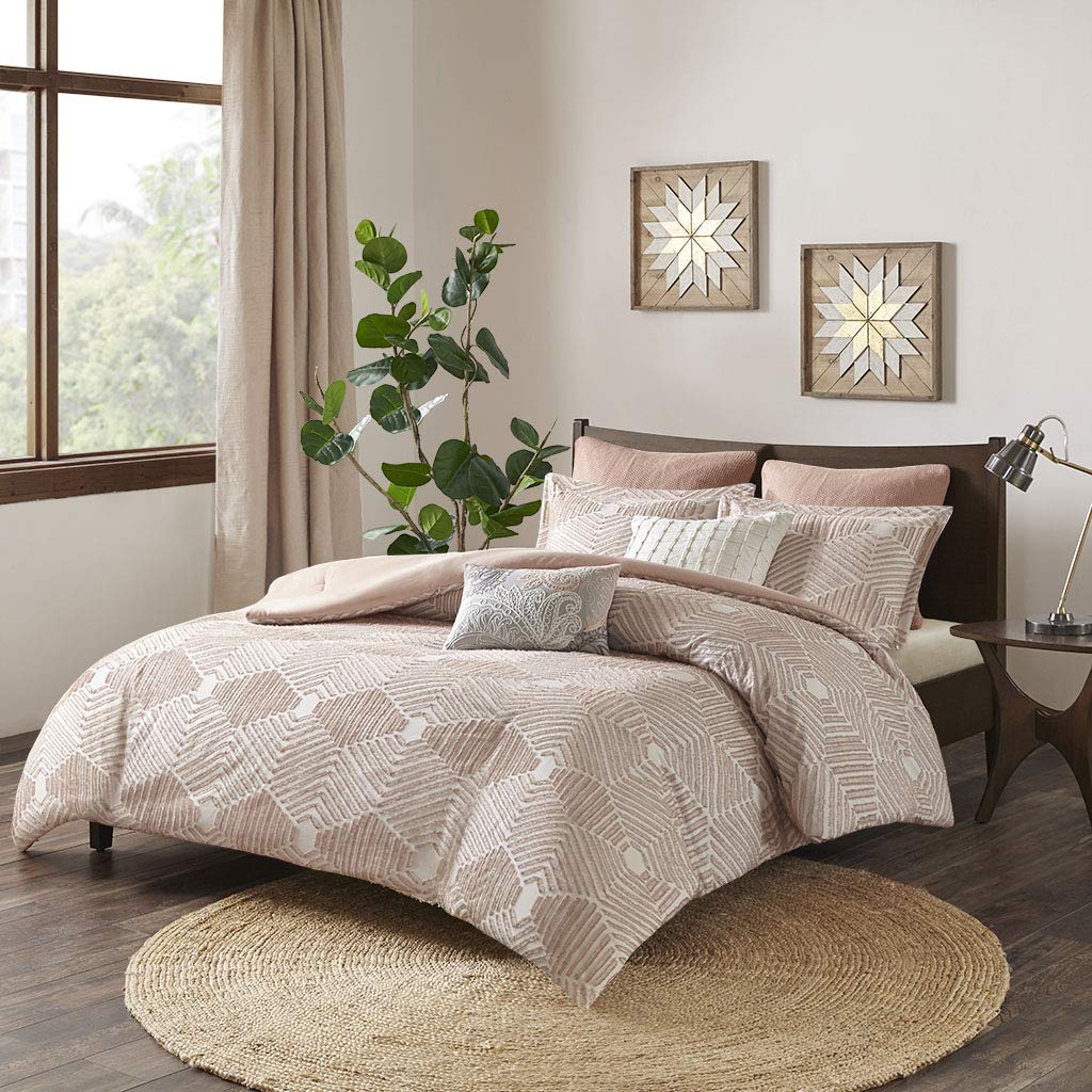 Ink+Ivy Ellipse Cotton Jacquard Comforter Set Blush Full/Queen