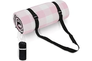 Powermach 59”x 79”,79”x 79”,Extra Large 79”x 118”,118”x 118” Fringe Tassels Plaid Picnic Blanket - Waterproof, Foldable,Perfect for Camping, Park, Beach