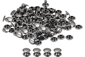 uxcell 100 Sets Leather Rivets, 8x6mm Double Cap Rivets Metal Studs Rivet for Leather Craft Repair DIY Purse Belts Bags Shoes