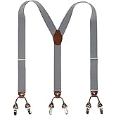 PAPA LEGGENDA Suspenders for Men with Strong Clips, 1.4 Inches Wide Heavy Duty Men's Suspenders Y-Back for Work Jeans