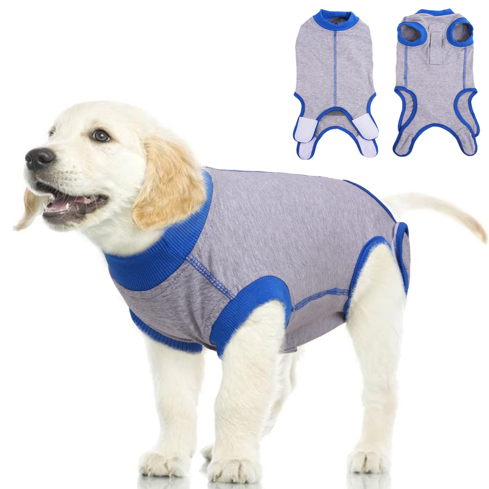 PUMYPOREITY Dog Surgical Recovery Suit, Recovery Shirt Dog Onesie Medical Vest Puppy Abdominal Wounds or Skin Protect Post Operative Body Suit Anti-Biting Lick Wound for Male/Female Dogs(Grey, XS)