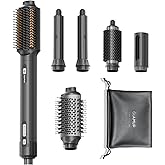 GLAMUP® FusionPro™ 6 in 1 Hot Air Styler- Wrap Curler & Thermal Brush Straightener, High Speed Hair Dryer, Round Brush, Volumizer, Hair Styling Gift Set with Travel Bag, Blow Dryer Brush