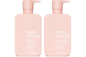 MONDAY HAIRCARE Moisture Shampoo + Conditioner Set (2 Pack) 12oz Each, Dry, Coarse, Stressed, Coily & Curly Hair, Made from C