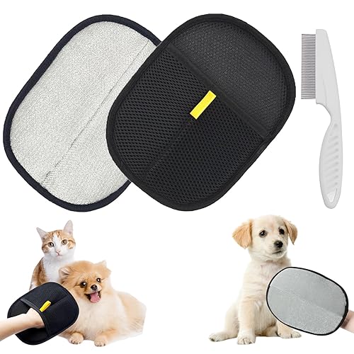 ZPSCXQ 2 Pcs Dog Grooming Gloves, Grooming Gloves, Furmingle Double Sided Glove, Bring A Comb, Reusable Pet Grooming Gloves, Gloves For Removing Pet Hair, And Gloves For Cleaning Pet Hair