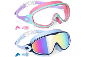 Keary 2 Pack Kids Swim Goggles for 3-15 UV Protection Anti-Fog Pool Water Swimming Goggles For Boys Girls Youth Toddler