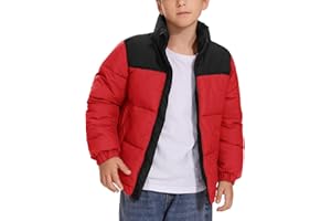 Flygo Boys Girls Puffer Jacket Kids Winter Coat Water-Resistant Warm Colorblock Quilted Bubble Puffy Jackets Coats