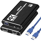 4K Capture Card Game Capture Card 1080P 60FPS for Streaming | Capturadora De Video For Game Recording Live Streaming Broadcasting Supports Microphone Input and 3.5MM Headphone Output