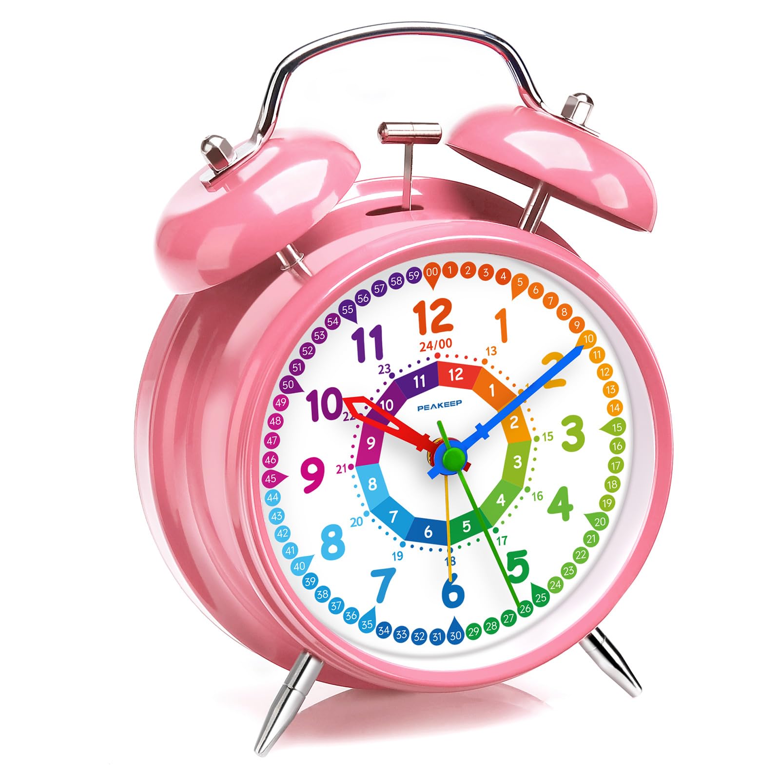 Photo 1 of Peakeep Loud Analog Alarm Clock for Kids Learning Telling Time Teaching, 4.5" Twin Bell Alarm Clock Battery Operated for Heavy Sleepers Adults Teenagers Kids