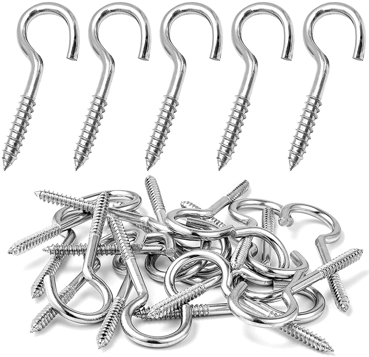 MOGADEE Pack of 10 Stainless Steel Hook Screw, Screw Hooks, Hooks for screwing, Screw-in Hooks, Robust Cup Hooks (40 mm)