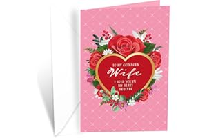 Prime Greetings Wife Valentine's Day Card, Made in America, Eco-Friendly, Thick Card Stock with Premium Envelope 5in x 7.75in, Packaged in Protective Mailer (Gorgeous Wife)