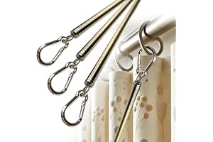 OooWow 46 inch (4 Pack) Light Bronze Iron Curtain Pull Wand - Drapery Pull Rod - Strong Curtain Pull Rod - Metal Drapery Wand - curtain wand (46in AB 4pk)
