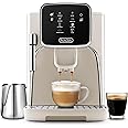 Zulay Kitchen Magia Clasica - Fully Automatic Espresso Machine With Grinder - Touch Screen Coffee Maker With One-Touch Operation - Milk Foam System For Latte, Cappuccino, Macchiato - Cream Silver