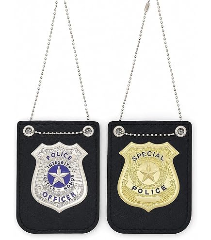 UILYNIU 2 Pièces Badge De Policier Accessoires de Déguisement de Police, Jouet de Jeu Rôle Policier, Accessoires de Jeu de Police pour Halloween, Carnaval, Fête à Thème, Cosplay Jeux (Silber