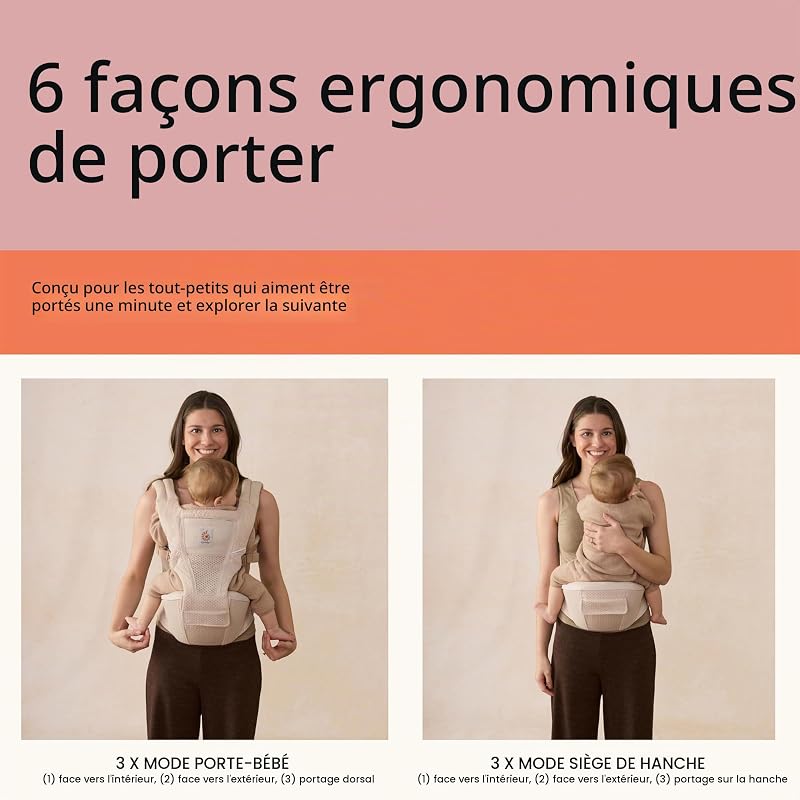 Alta Hip Seat Porte-bébé avec siège ventral pour bébés et tout-petits à partir de 4 mois (5,5 kg - 20,4 kg) - Porte-bébé avec filet SoftFlex