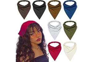 WOVOWOVO 8 Pcs Hair Scarf Headband for Women Girls Non Slip Elastic Boho Triangle Head Scarf Bandana