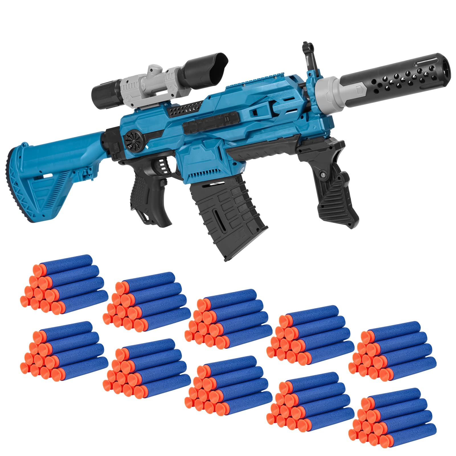 FunsLane Automatic Toy Gun for Nerf Guns Bullets, 7 Modes Motorized Blaster | Automatic Machine Toy Guns with 100 Foam Darts, Shooting Toy Gifts for Boys Kids Teens