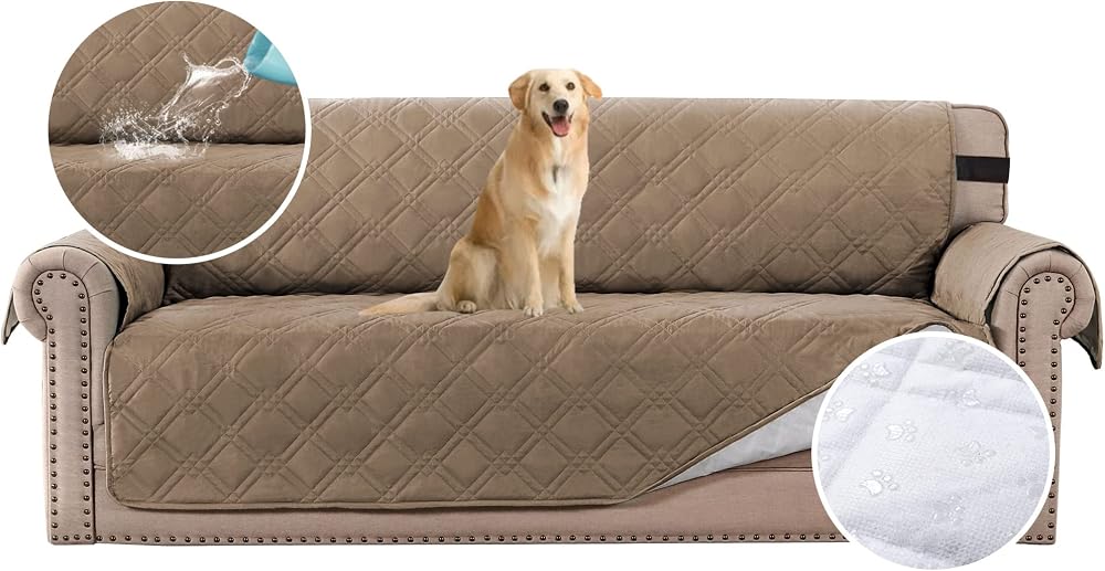 BellaHills Waterproof Sofa Cover Protector for 3 Cushion Couch - Taupe