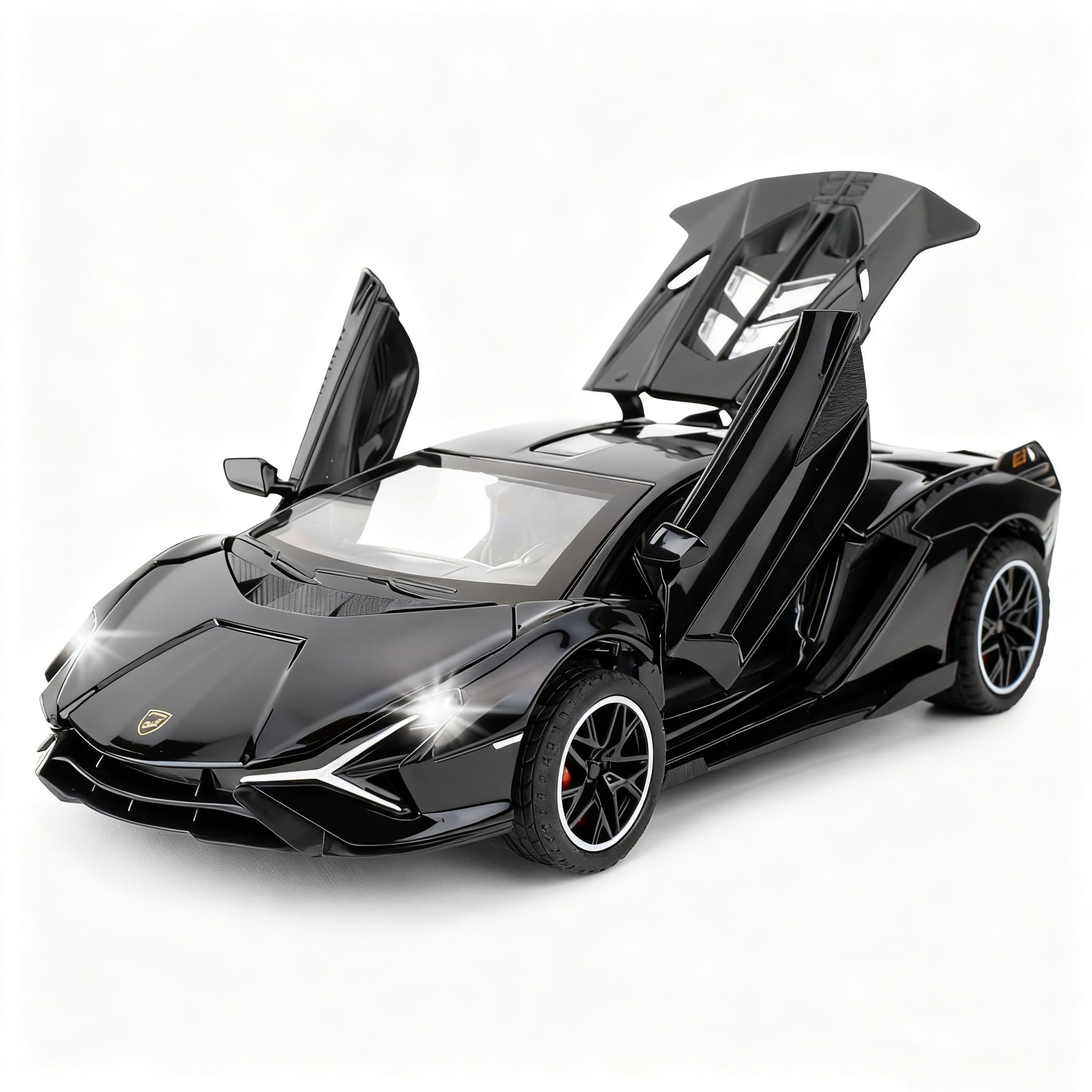 TGRCM-CZ 1/32 Scale Lamborghini Sián FKP37 Car Model Toy, Sound and Light Pull Back Car Zinc Alloy Casting Toys for Kids Boy Girl Gift(Black)