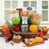 Capalbo's Splendid Sugar Free &amp; Fresh Fruit Gift Basket in Gift Packaging | Sugar Free Basket w/ Cheddar Cheese, Fresh Fruits, Artisanal Crackers, Bruschetta, Cookies, Nuts &amp; More, Personalized Message