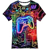 Boys Girls Neon Shirt Short Sleeve Cool 3D Graphic Print Neon Game Summer Tees Tops for 8-12 Years