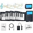 SURNUO Portable Roll Up 88 Keys Piano Keyboard with LCD Display, Digital Electric Hand Roll Piano Keyboard with 2000mAh Rechargeable Battery Christmas Gifts