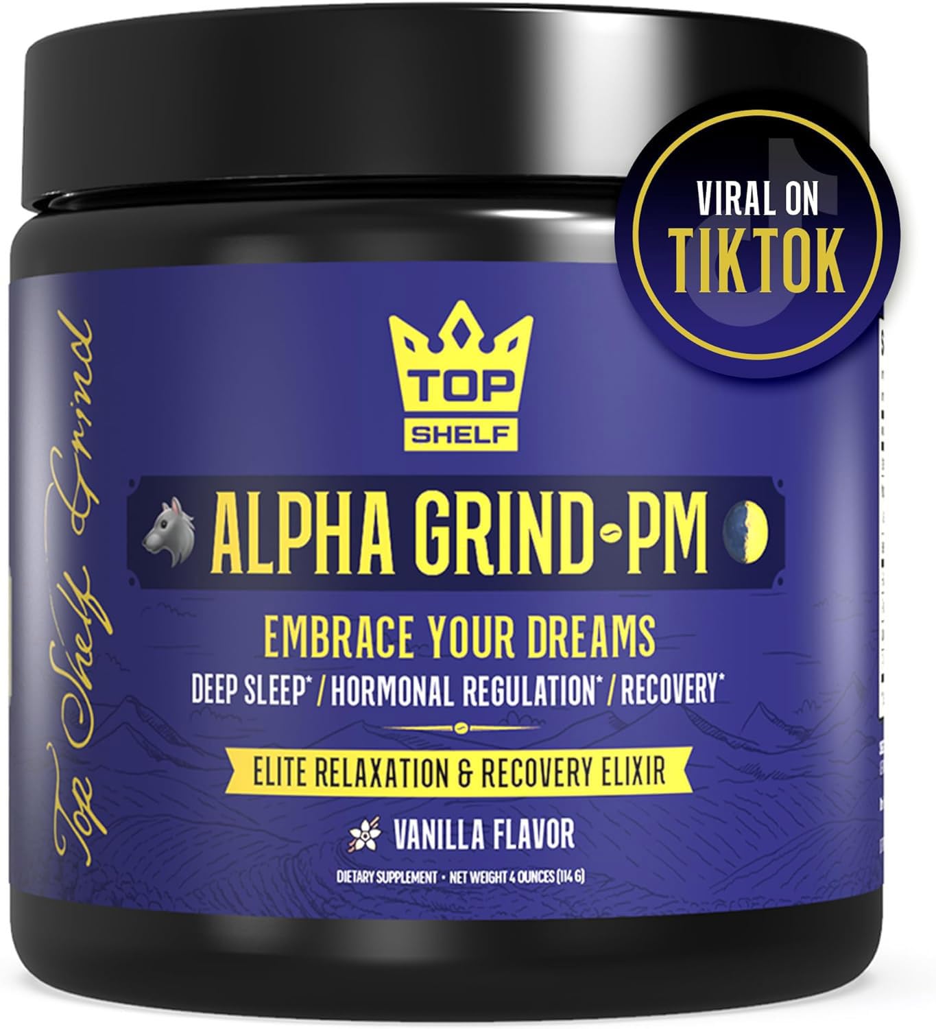 Advanced Sleep Supplement for Men, Nootropic Night Time Burner & Anabolic Recovery, Natural Sleep Aid with Magnesium Glycinate, Apigenin, Selenium - Vanilla Flavor | Alpha Grind PM
