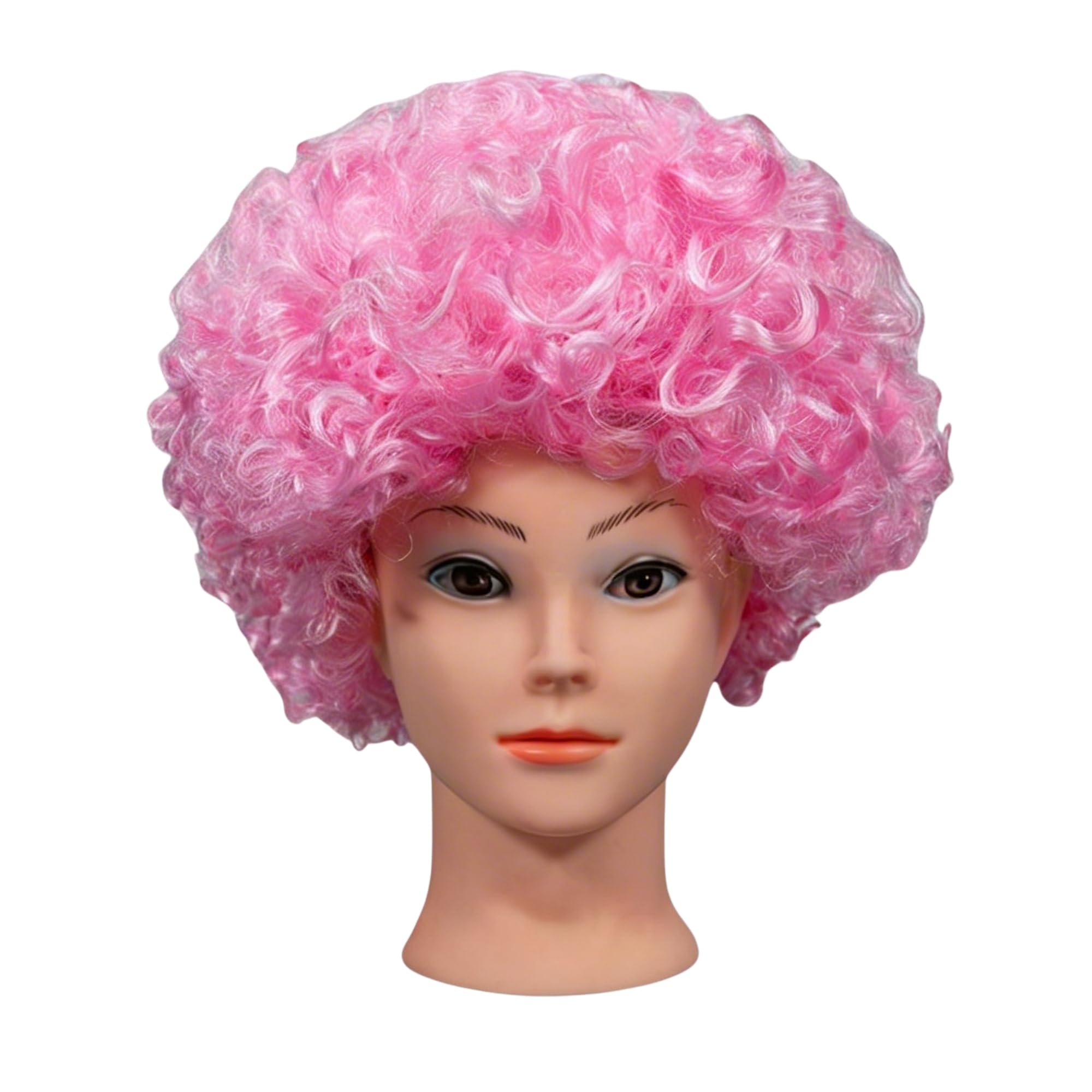 SHATCHI Afro Wigs Curly Bouncy Hair Fancy Dress Party Costume Disco Accessory Unisex 60s 70S 80s Theme , Pink