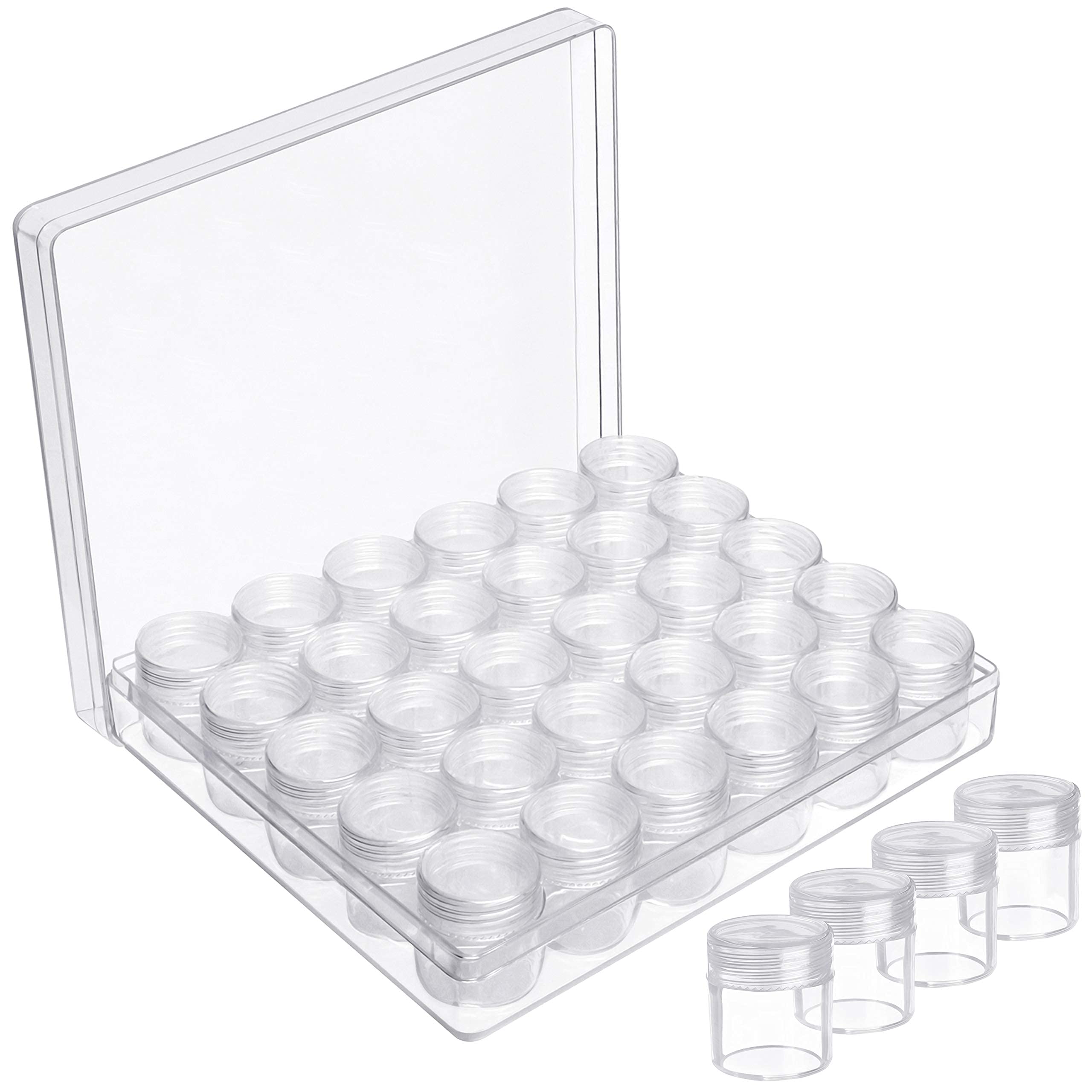 Kurtzy Clear Plastic Bead Storage Organiser Box - 30 Small Removable Compartment Containers with Lids for Diamond Dot Painting Beads, Jewellery, DIY Nail Art, Earrings, Glitter & Embroidery