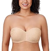 DELIMIRA Women's Strapless Jacquard Minimizer Bra Plus Size Underwire Non-Padded