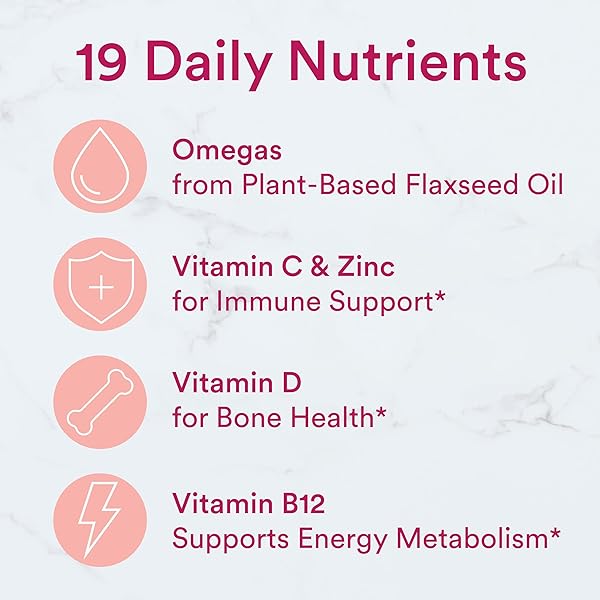SMARTYPANTS WOMEN’S MULTIVITAMIN GUMMIES, SUGAR FREE: BIOTIN, METHYLFOLATE, OMEGA 3 (ALA), VITAMIN D3, C, VITAMIN B12, B6, A, K & ZINC, INOSITOL, GLUTEN FREE, 60 COUNT (20 DAY SUPPLY)