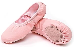 CHAOSLOOK Canvas Ballet Dance Shoes Girls Womens Ballet Shoes Stretch Split Sole for Perform Dance Yoga