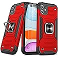 JAME Designed for iPhone 11 Case with Screen Protector 2PCS, Military-Grade Drop Protection, Protective for iPhone 11 Phone Case, with Ring Kickstand, Shockproof Bumper Case for iPhone 11 6.1 Inch Red
