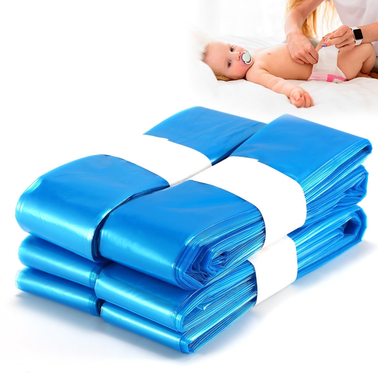 4pcs Nappy Bin Refills,Smellproof & Biodegradable Nappy Bags,Nappy Sacks Holds 150 Nappies,Disposal Nappy Bags,All Models of Trash Bins