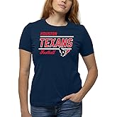 Team Fan Apparel NFL Gameday Women's Relaxed Fit T-Shirt - Rib Neck Contour - Tagless Short Sleeve Tee - Stay Cool & Stylish (Houston Texans - Navy, Large)