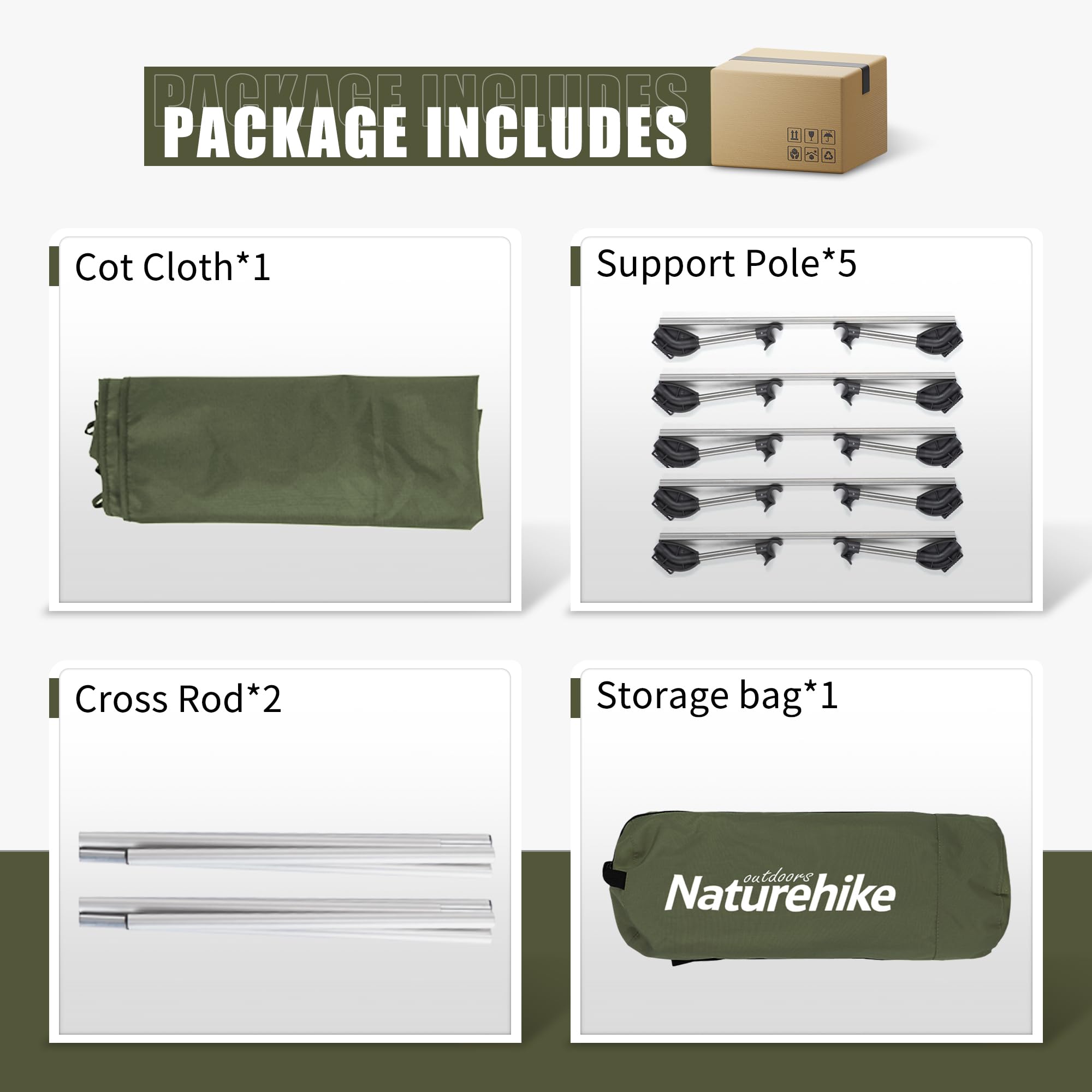 Naturehike Campingbett Ultraleichtes Feldbett Tragbares Klappbett für Erwachsene Schlafen Belastbarkeit bis 150kg Campingliege für Zelten Wandern Home Rucksackreisen Büro-Mittagspause-Bett 9