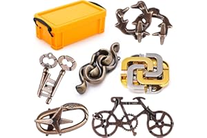 KAKEDUJA 6 PCS Metal Brain Teaser Puzzles Logic Metal Puzzle for Adult Kid Toy Lock Puzzles Gift for Adults Teenagers Kids