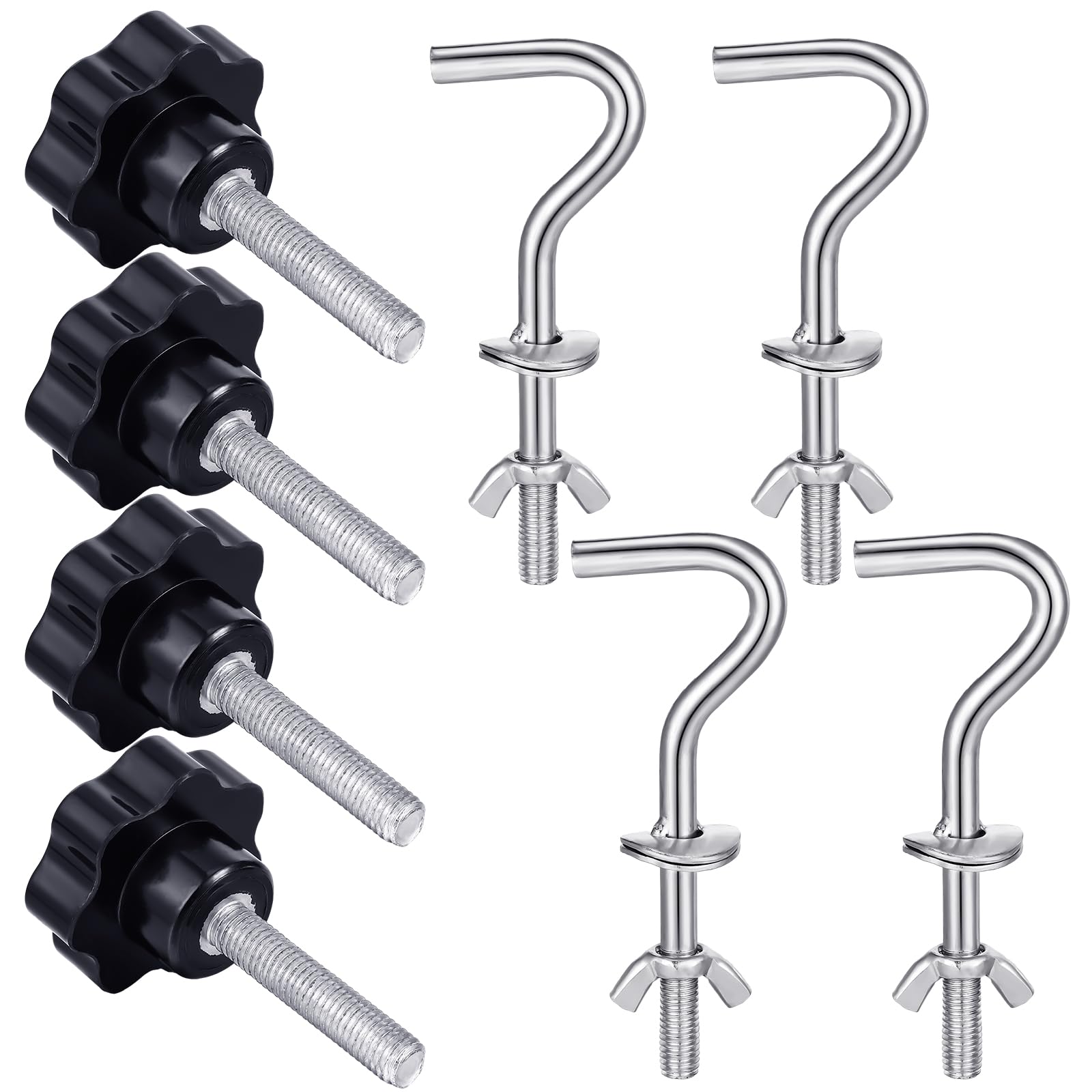 Photo 1 of Therwen 8 Pcs Hammock Hardware Kit Heavy Duty Hammock Stand Hook Replacement Thread Hand Knob for Swing Chair Patio Umbrella Base Garden(Silver)