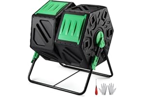 XDOVET Compost Tumbler Dual Chamber, Rotating Composter Tumblers, 2x18.5 Gallon Composting Bin Outdoor, Waste Food Reuse, Heavy Duty for Garden Patio Easy Turning