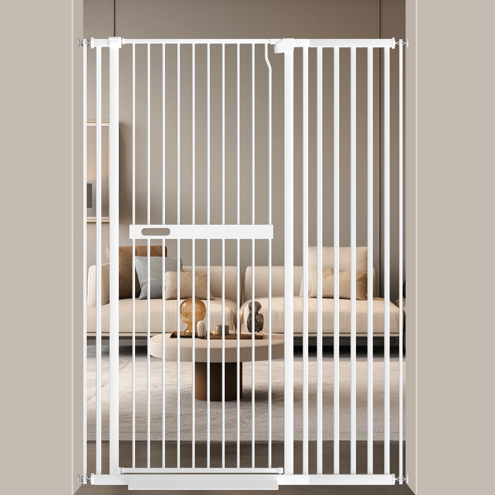 Adjustable Metal Short Dog Gate - 16.5-44 Inch Wide Pressure Mount Pet Gate For Doorways & Stairs