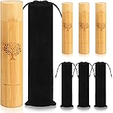 4 Set Bamboo Scattering Urns for Ashes 9'' x 2'' Eco Friendly Scattering Cremation Tubes for Human Adult Tree Small Tube Keepsake Urn and Black Velvet Bag for Spreading Human Pet Dog Cat Ashes