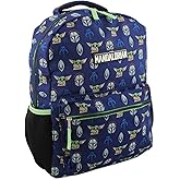 Disney Star Wars Mandalorian Baby Yoda Boy's Girl's Adult 16 Inch School Backpack (One Size, Blue/Green)