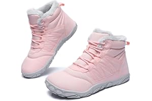 HANANI Womens Mens Barefoot Boots Shoes Minimalist Winter Snow Boots Warm Ankle Booties Zero Drop Sole Wide Toe Box Slip on Sneakers